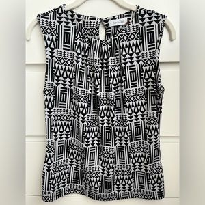 Calvin Klein Women's Cowl Neck Tank Tops Cocktail Blouse Tribal Print Small